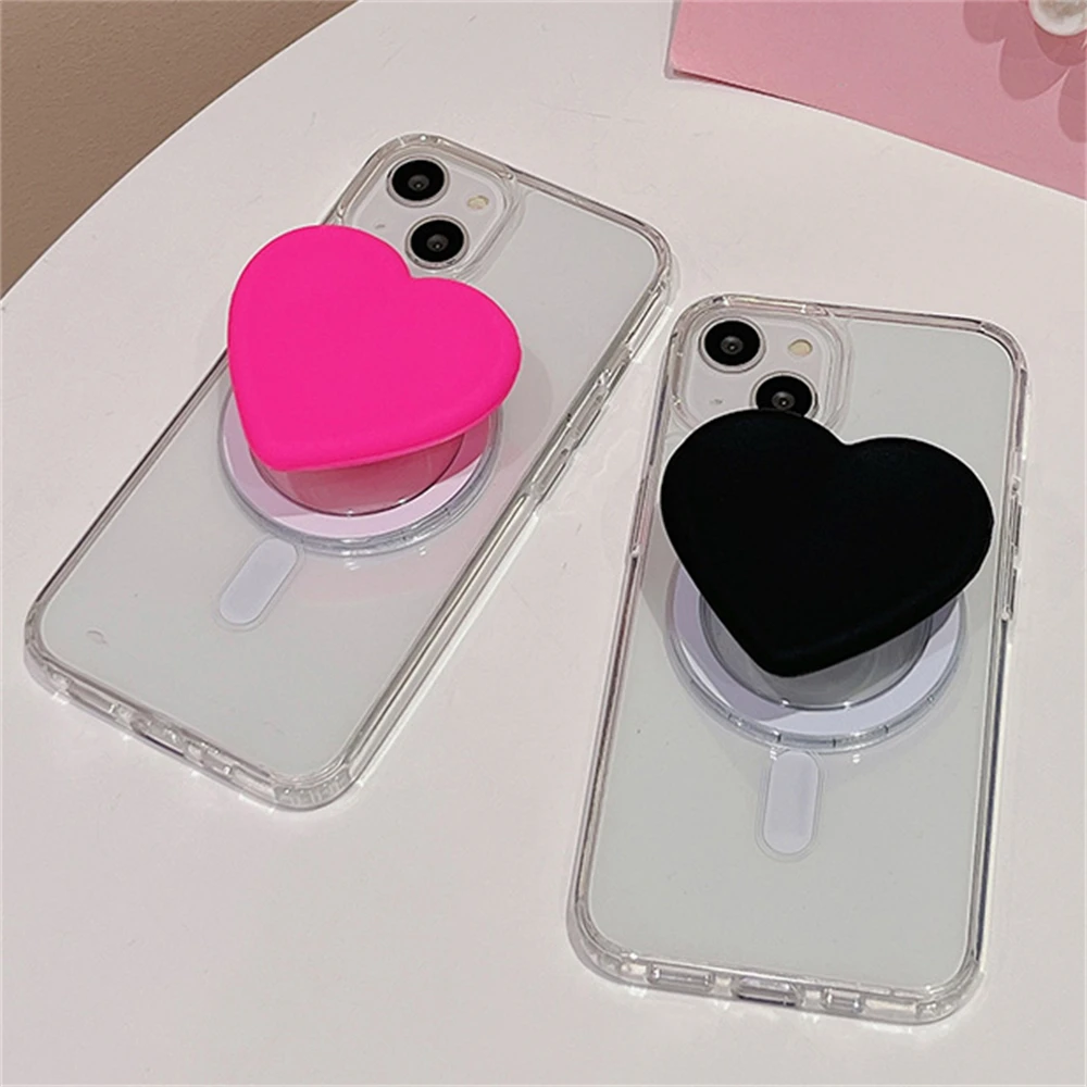 

3D Love Heart Silicone For Magsafe Magnetic Phone Griptok Grip Tok Stand For iPhone Samsung Foldable Wireless Charging Holder