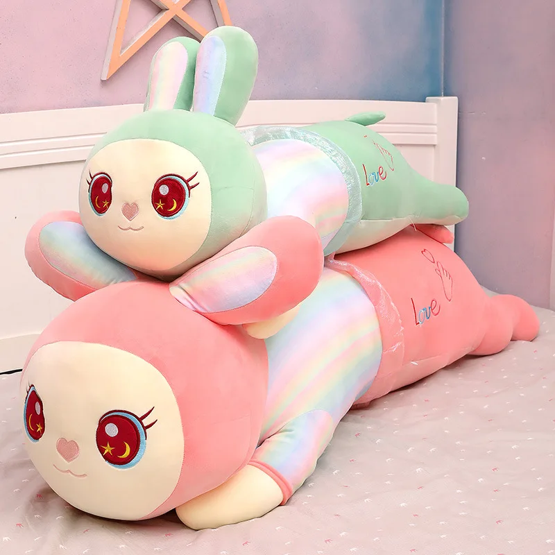 New 60-100cm Lying Rabbit Hug Pillow Doll Long Plush Toy Rabbit Room Decoration Cushion Sleeping Bed Doll Birthday Gift