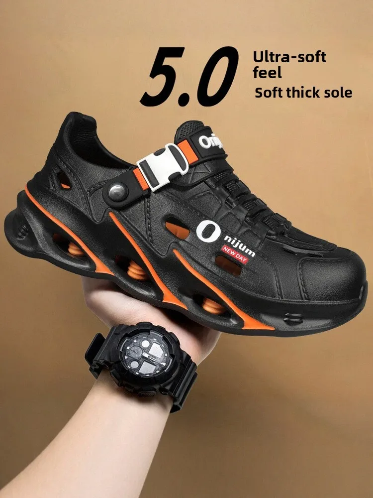 

Men's Summer Outdoor Sandals Anti-Slip Thi Bot Hole Hole oes Sports Beach oes Large Size 45 Driving Comfortable EVA