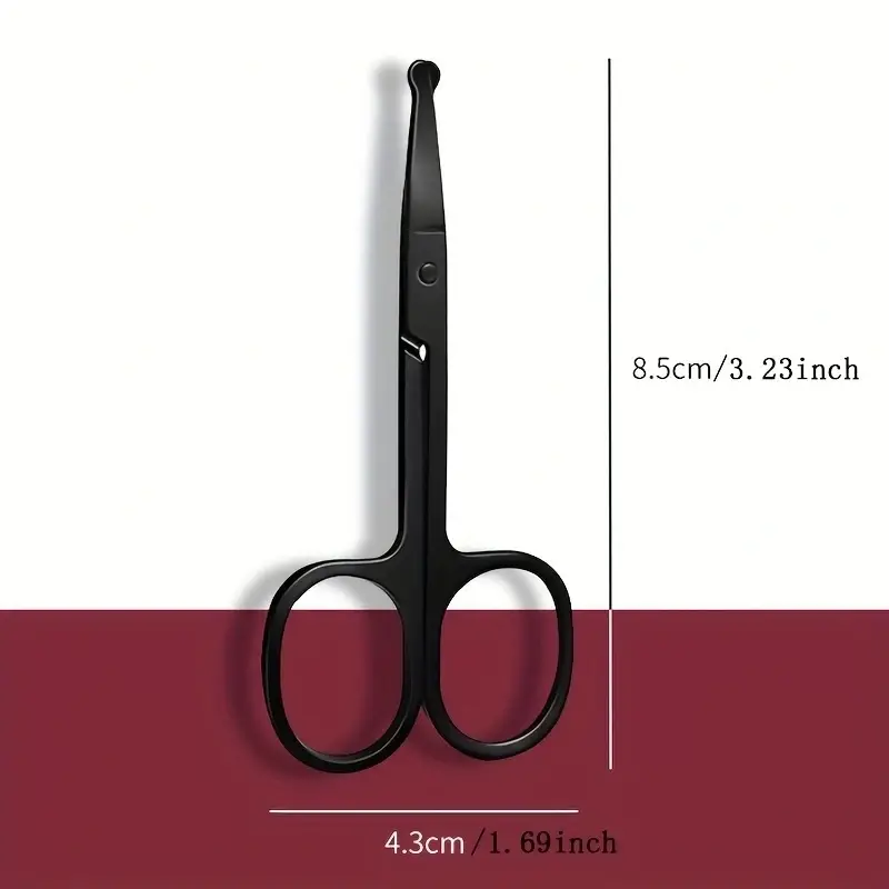 Unisex Stainless Steel Black Round Head Safe Nose Hair Scissors (Do Not Hurt Nose) - 3
