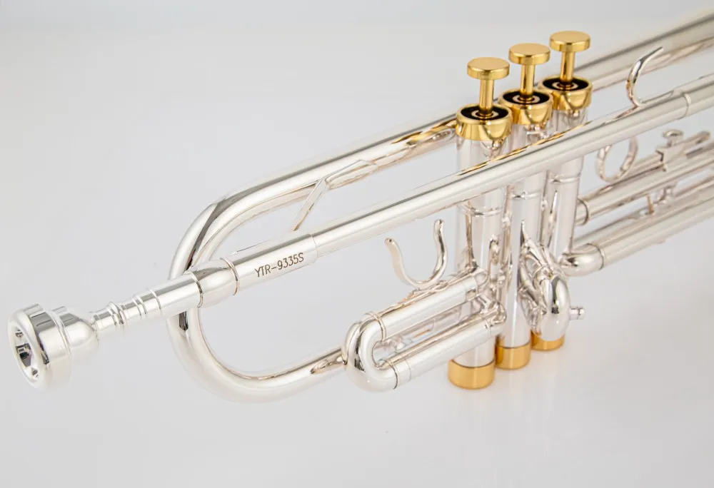 Japan quality 8335S Bb Trumpet B Flat Brass Silver  Plated Professional Trumpet Musical Instruments with Leather Case Gold