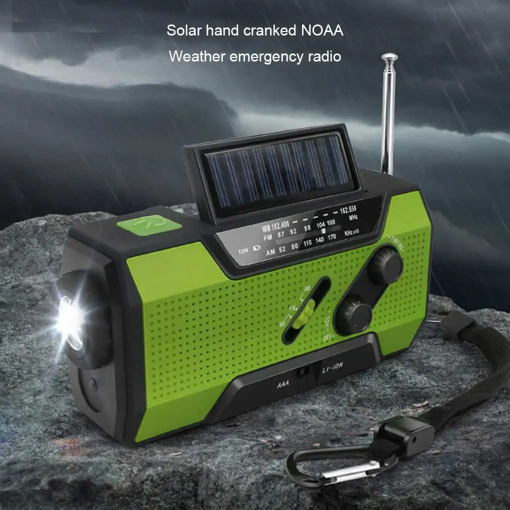 متعددة الوظائف راديو الطوارئ AM/FM راديو محمول Solor كرنك اليد الشعلة القابلة لإعادة الشحن مصباح القراءة SOS إنذار
