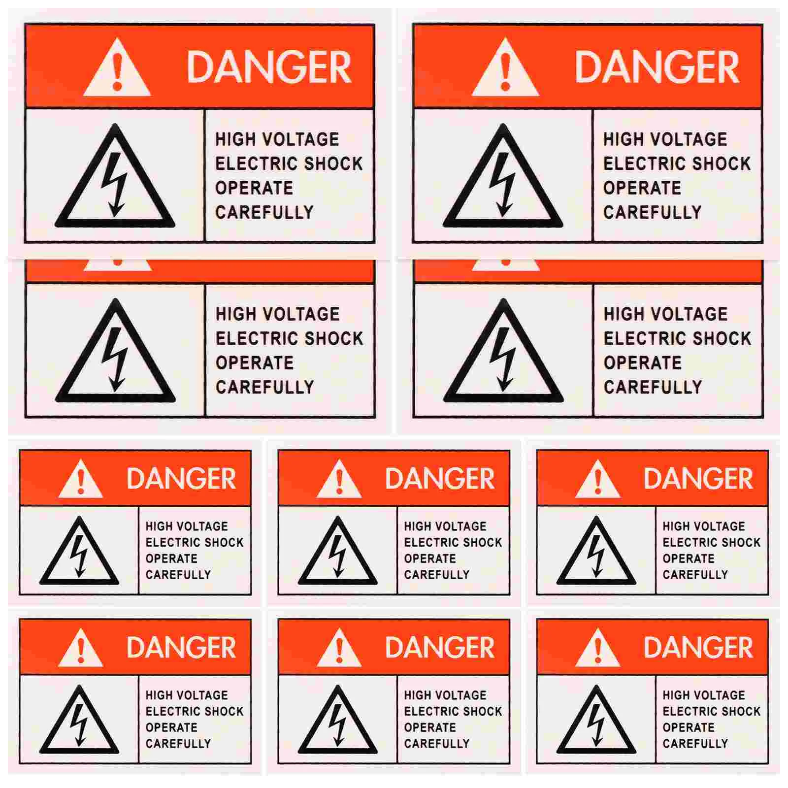 10 Pcs Safety Signs Adhesive Electric Box Caution Stickers Emblems Danger Electric Shock Labels Warning Red Fragile Breaker Box