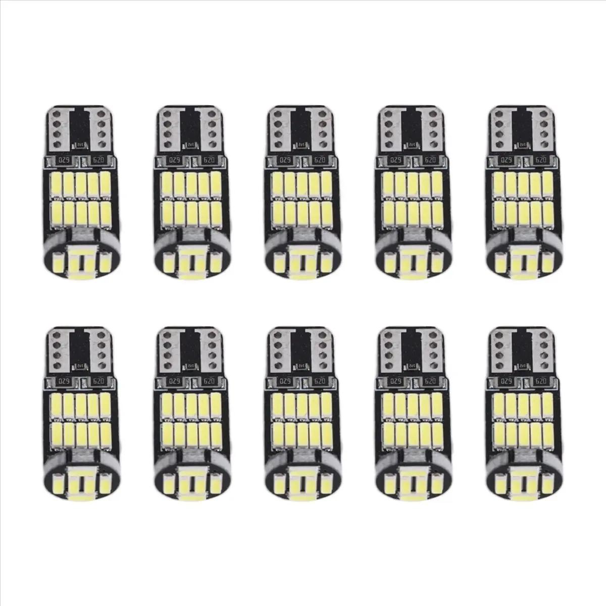 10Pcs W5W T10 LED Bulbs 4014 26SMD Car Interior Dome Roof Lamp License Plate Signal Lamp Tail Box Bulbs 12V White Light