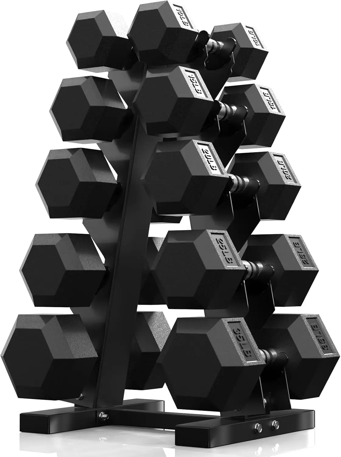 

Dumbbell Set with Rack Rubber Coated Cast Iron Weights Non Slip Handles Space Saving Home Gym Set for Strength Training Floor Pr