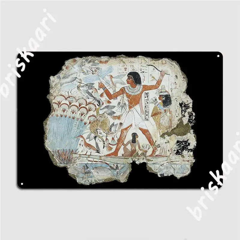 Egypt Egyptian Fresco Nebamun Hunting Birds 1350 Bc Metal Plaque Poster Cinema Kitchen Custom Plaques Mural Tin Sign Poster