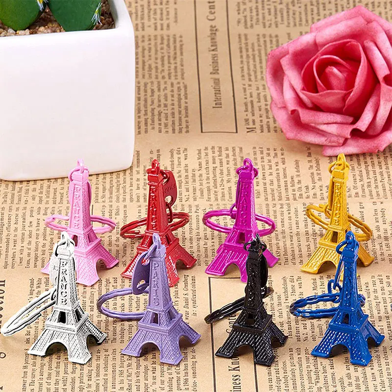 50 pçs retro chaveiro torre eiffel chaveiro mini chaveiro pingente decorações