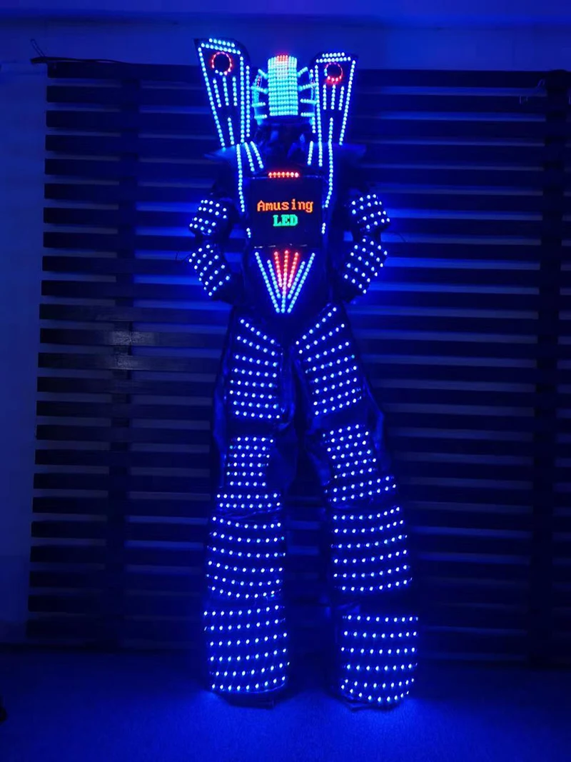 LED Suit Costume Helmet Laser Gloves Traje LED Robot Costume led Clothes Stilts Walker Costume