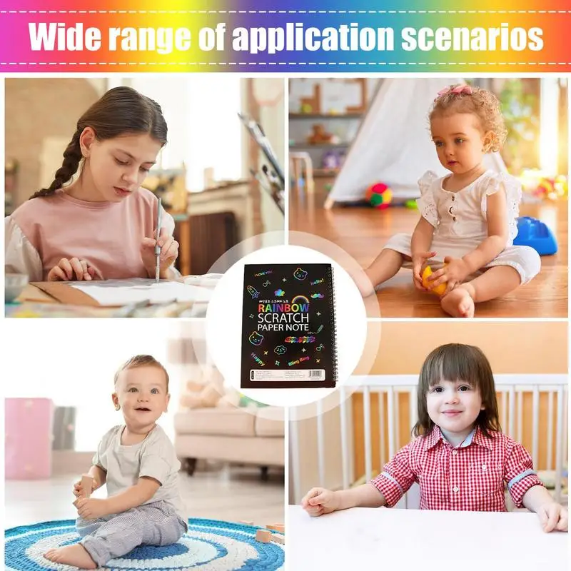 Набор радужной бумаги для царапин, 10 листов, набор бумаг для царапин ручной работы, черная бумага для царапин без запаха, художественный цветной блокнот для рисования, ремесло