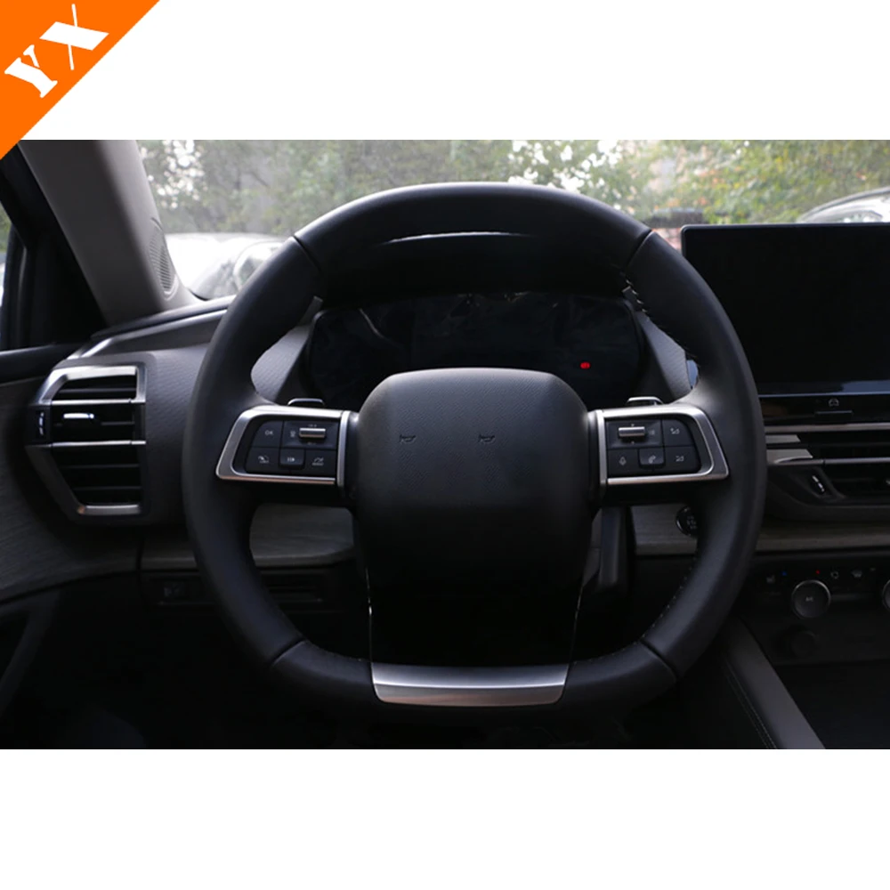 Stainless Carbon Silver Black Car Steering Wheel Decor Switch Deco Sticker Cover Panel For Citroen C4 C5X 2020-2023 Accessories