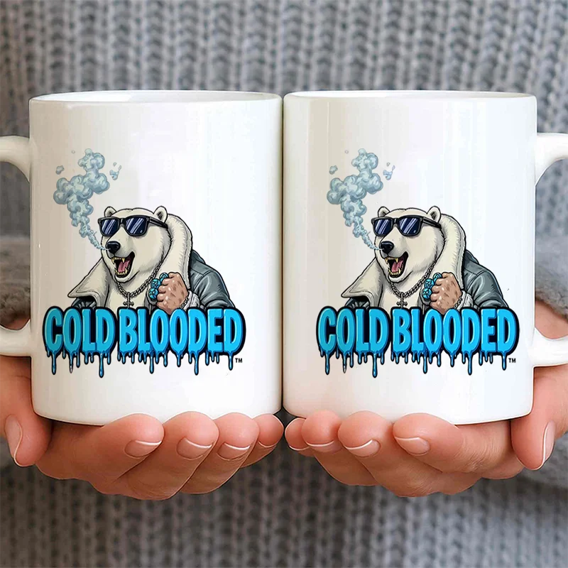 Cold Blooded Polar Bear Graphic Ceramic Coffee Mug, 11oz 350ml Colorful Print Mug, Personalized Custom Mug, Microwave Safe Cute