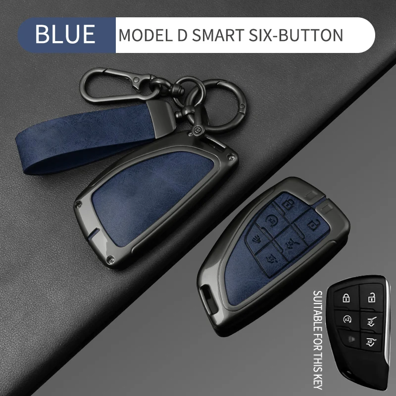 6-Tasten Leder Autoschlüssel-Abdeckung Schlüsselanhänger Schutzhülle für Buick Envision GMC Yukon XL Denali Chevrolet Suburban Tahoe – Detail 24