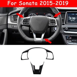 Carbon Fiber Steering Wheel Button Cover Trim Sticker For Hyundai Sonata 2015-2019 Decoration Accessories