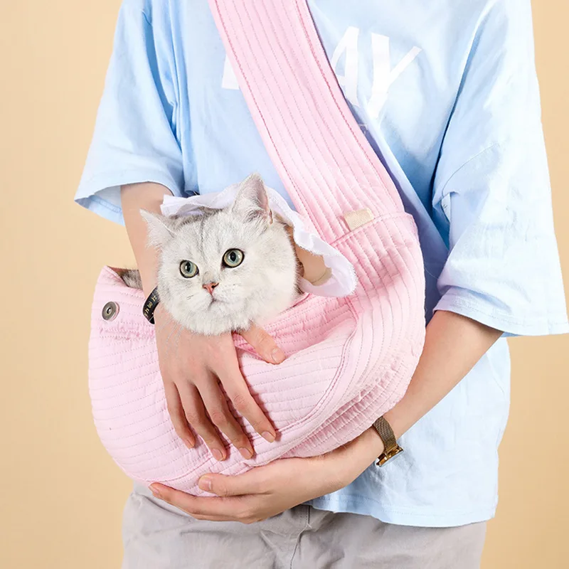 Pet Carrier Shoulder Bag for Cats Dogs, Portable Canvas Pet Backpack Sling Bag for Small Dogs Kittens Hiking Camping Travel