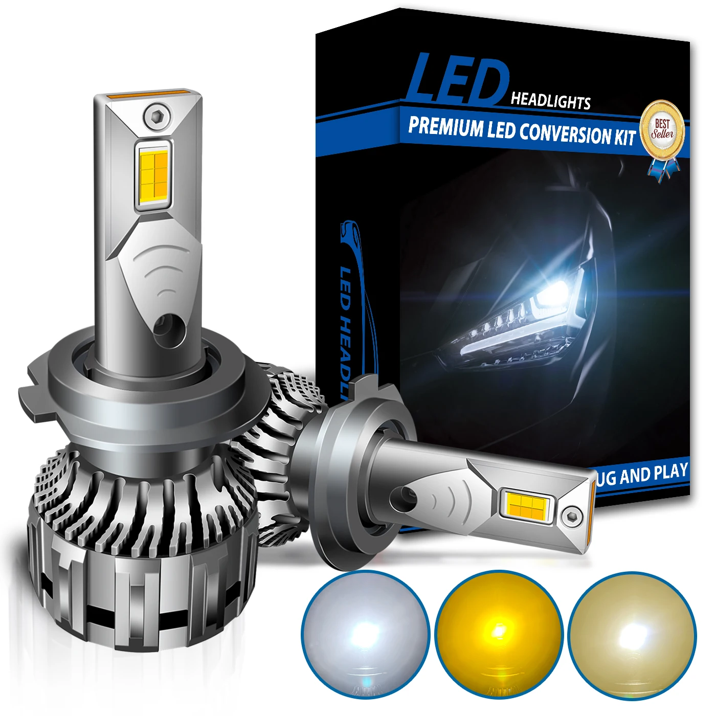 Ampoules LED pour camion et voiture, lampe de sauna, ampoule M3T, 24V, H11, H1, H7, H8, H9, H4, 9005, 9006, 9012, H16, H18, 6000K, 3000K, 4300K, 3 couleurs