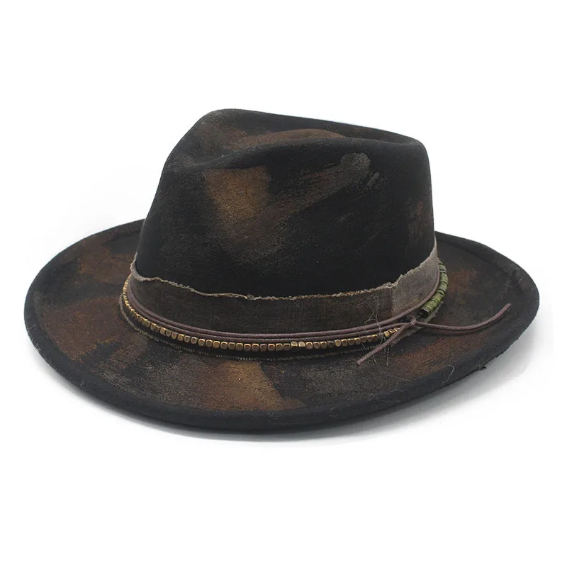Ethnic-style Retro Ribbon Western Cowboy Hat, Felt Hat, Unisex Fedora, European And American Personalized Jazz Hat