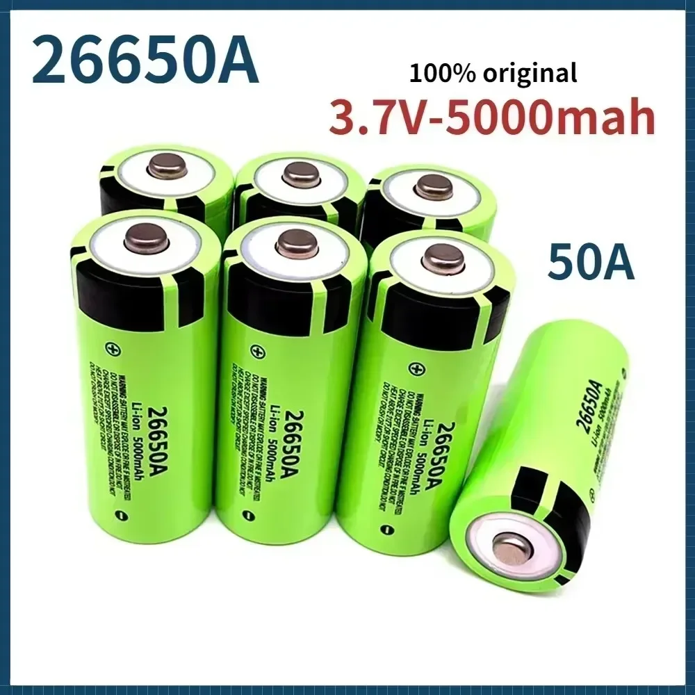 

2024 100% Best-selling New 26650 3.7V 5000mAh 50A Power Lithium-ion Battery 26650A, Suitable for LED Flashlights