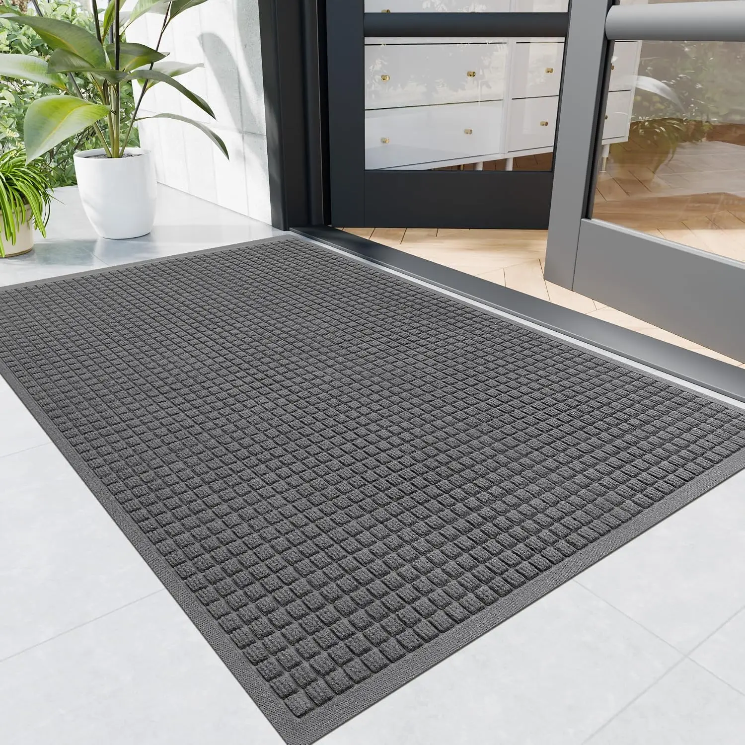Heavy Duty Indoor Outdoor Doormat, 3' x 6' Durable Front Door Mat for Entryways