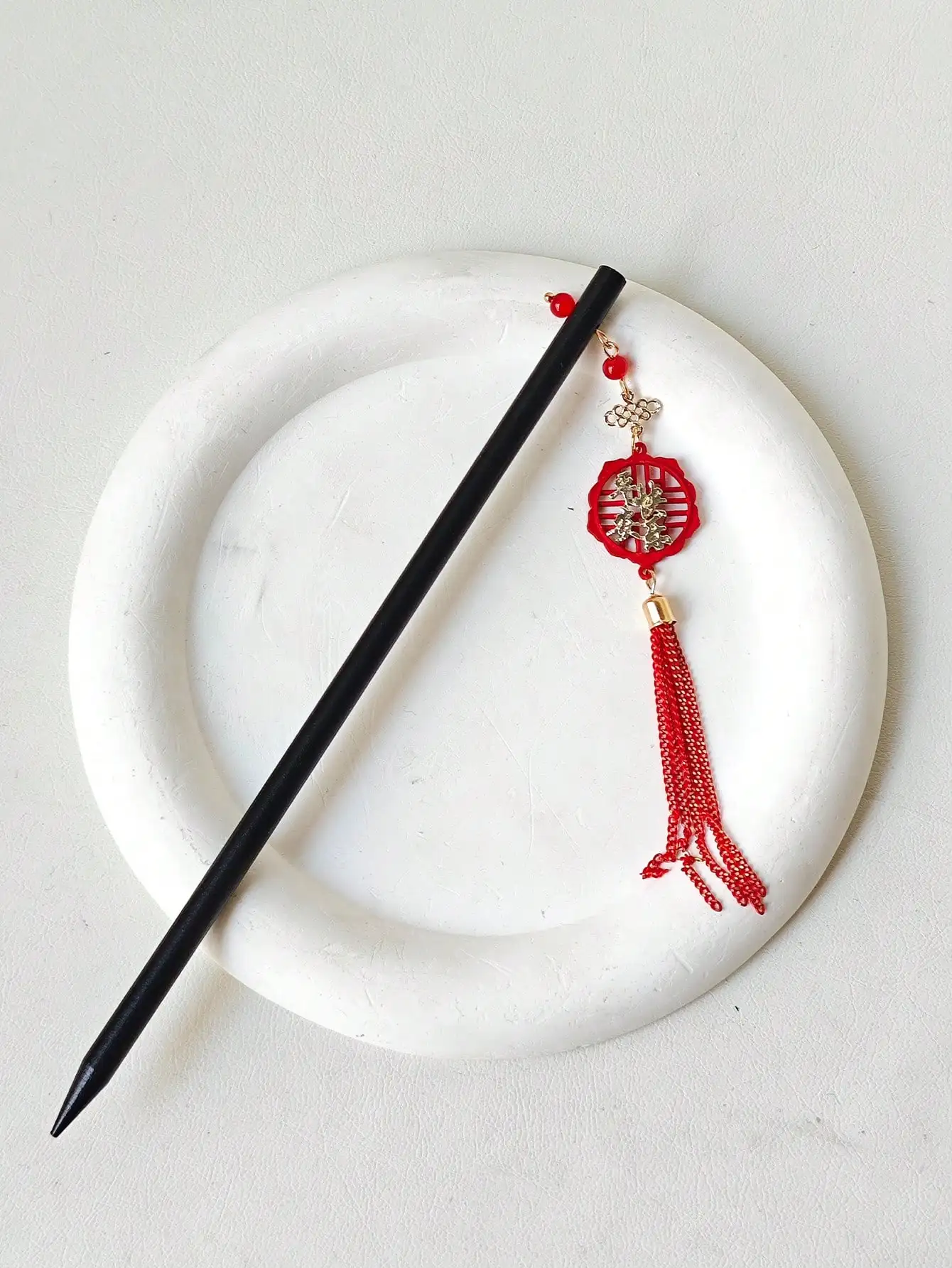 عصي شعر خشبية بشرابة حمراء للنساء والفتيات ، إكسسوارات شعر للحفلات ، موضة ، 1 * * * #1