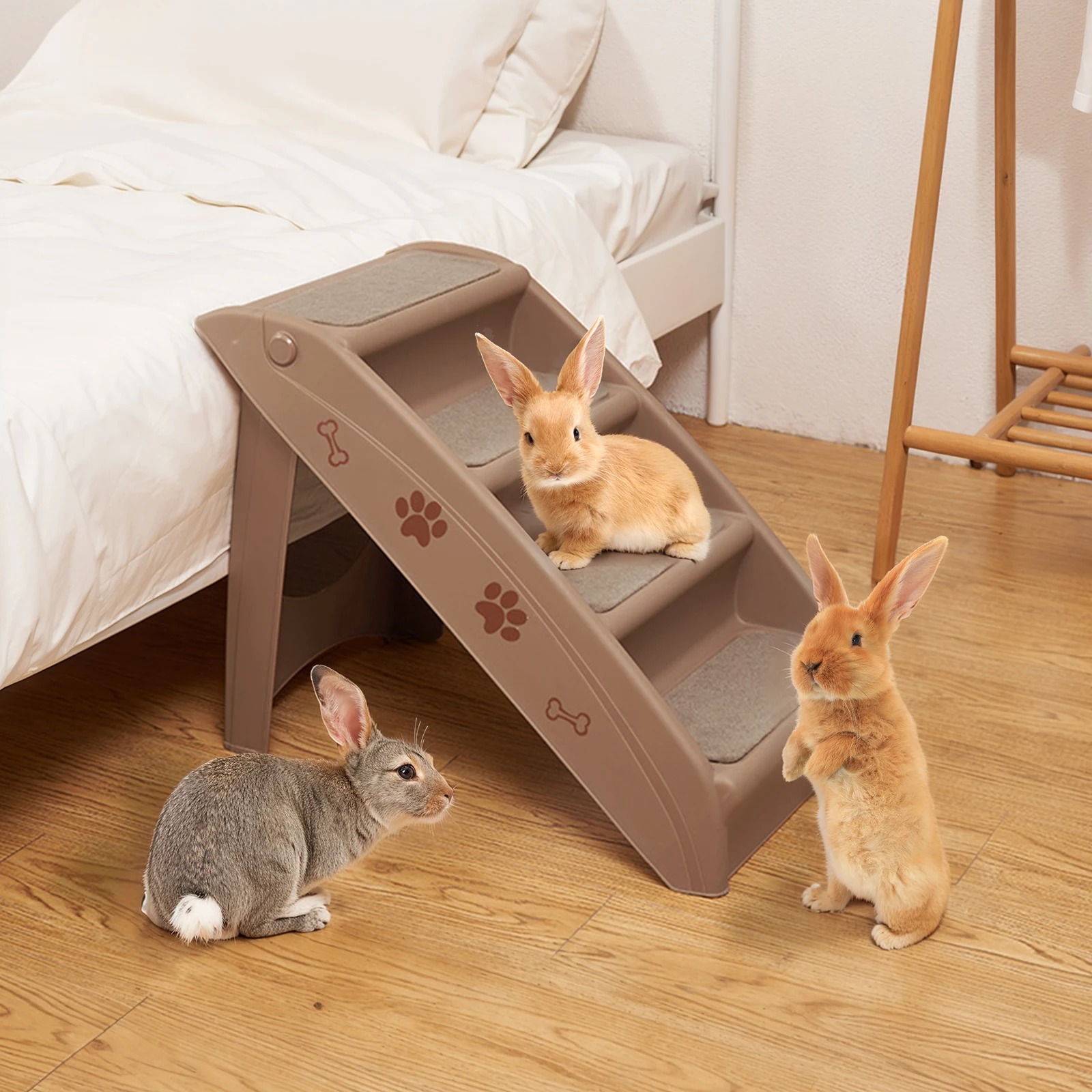 

4-ступенчатая складная лестница для домашних животных, нескользящие ступеньки для кошек и собак, лестница для дивана, мебель для животных для высоких кроватей, кресел, диванов