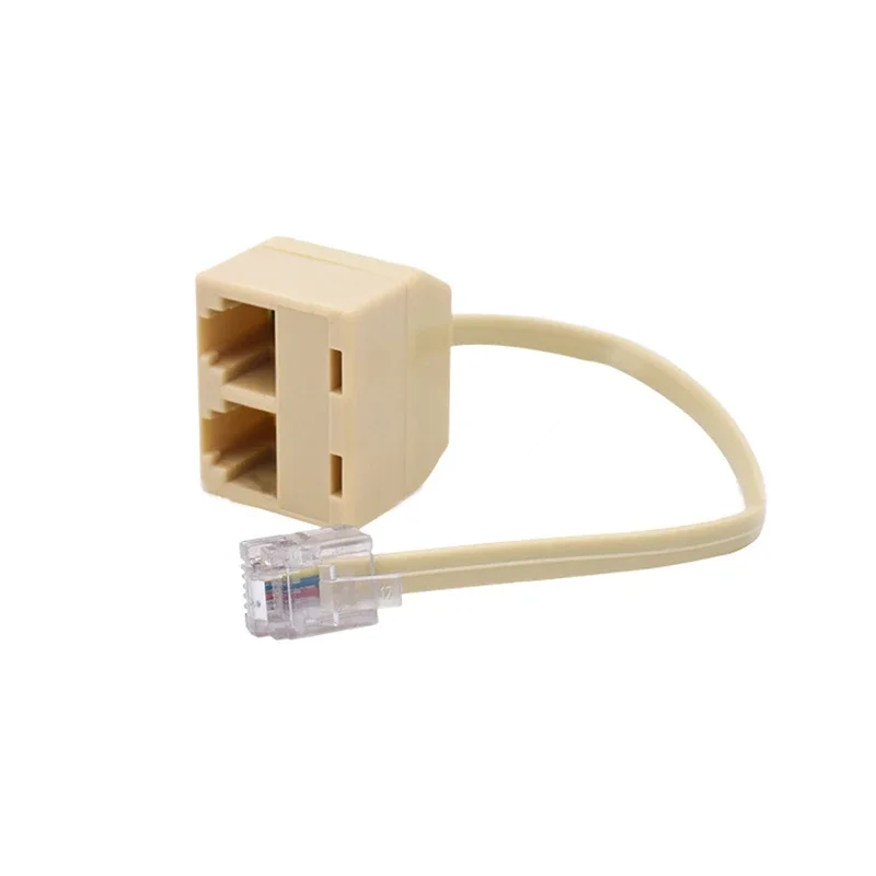 RJ11 6P4C 1 to 2 Wire Adapter Telephone Ethernet Cord Converter Landline Male to Female Plug Separator 1 In 2 Out Cable Splitter