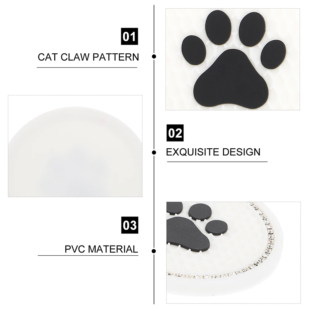 

PVC Cat Paw Coasters for Car Cup Holders Bling Anti Skid Heat Resistant Water Pad Elegant Design Protects from Watermarks Safe