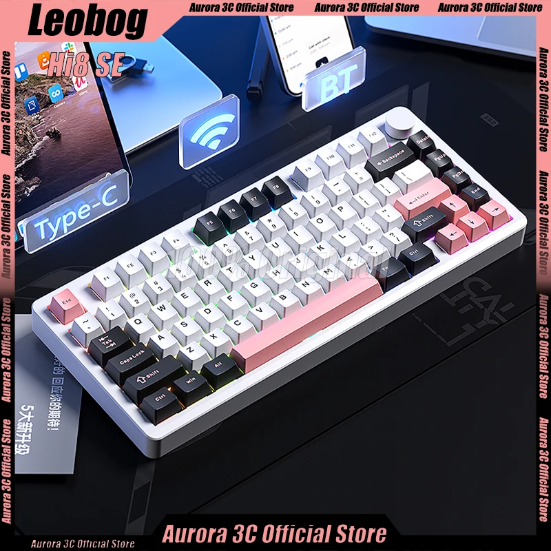 

Leobog Hi8SE Mechanical Keyboard Gasket 3 Mode Aluminium Alloy Hi8 SE Wireless Keyboards Customize Hot Swap Gamer Keyboard Gifts