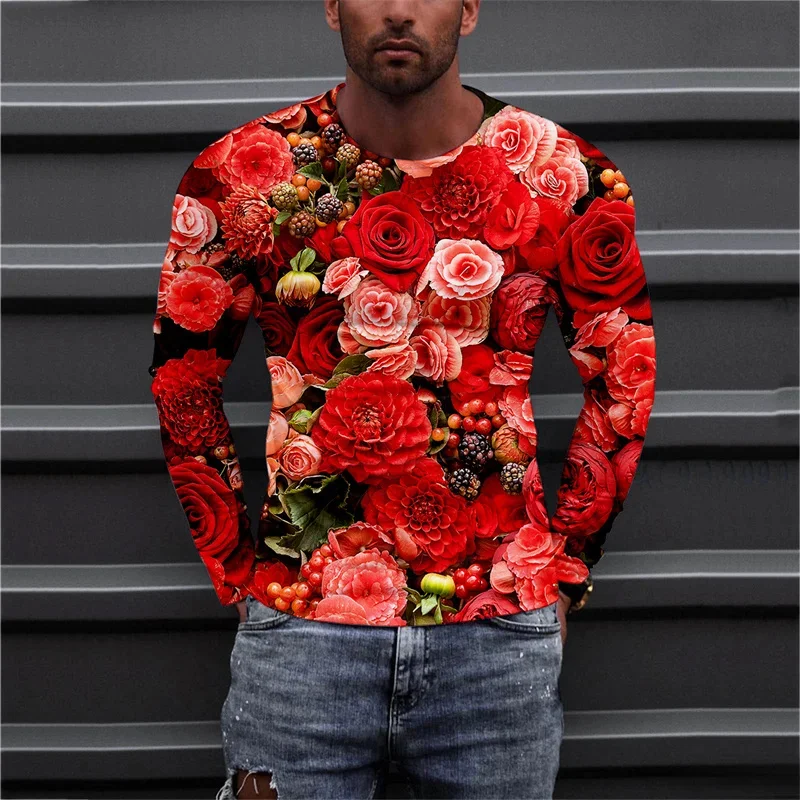 Tactical Camouflage Pattern T-Shirt For Men Funny 3D Printed T Shirts Autumn Casual Loose Round Neck Tops Tees Long Sleeves