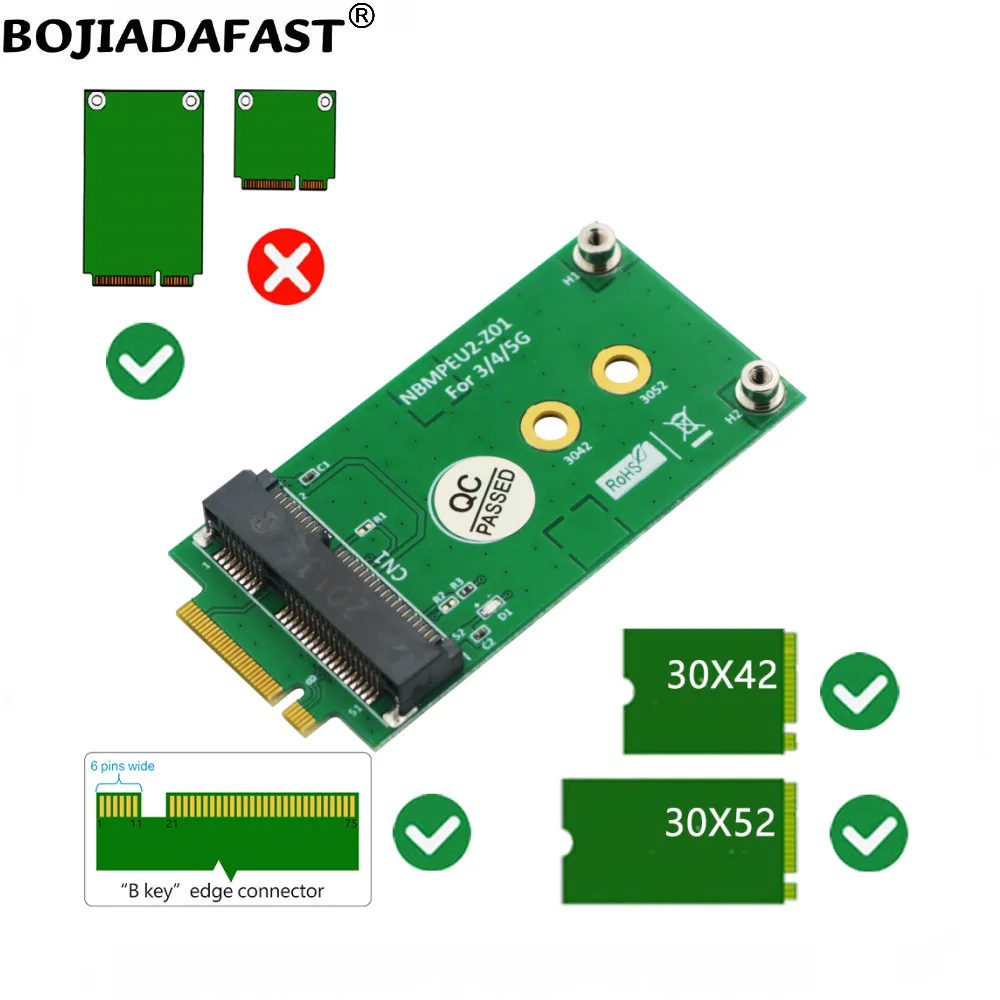 NGFF M.2 B Key อินเทอร์เฟซ Mini PCI-E MPCIE อะแดปเตอร์ไร้สายการ์ดไม่มีซิมสล็อตสําหรับ 5G 4G 3G LTE GSM โมดูล