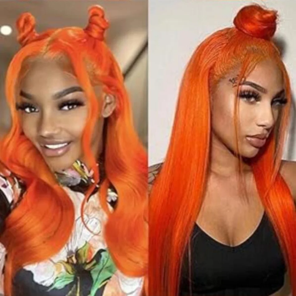 الزنجبيل البرتقالي الملونة 13x4 الدانتيل شعر مستعار أمامي 100% خصلات الشعر المستعار الإنسان على التخليص بيع غلويليس الجسم موجة الدانتيل شعر مستعار أمامي شعر الإنسان