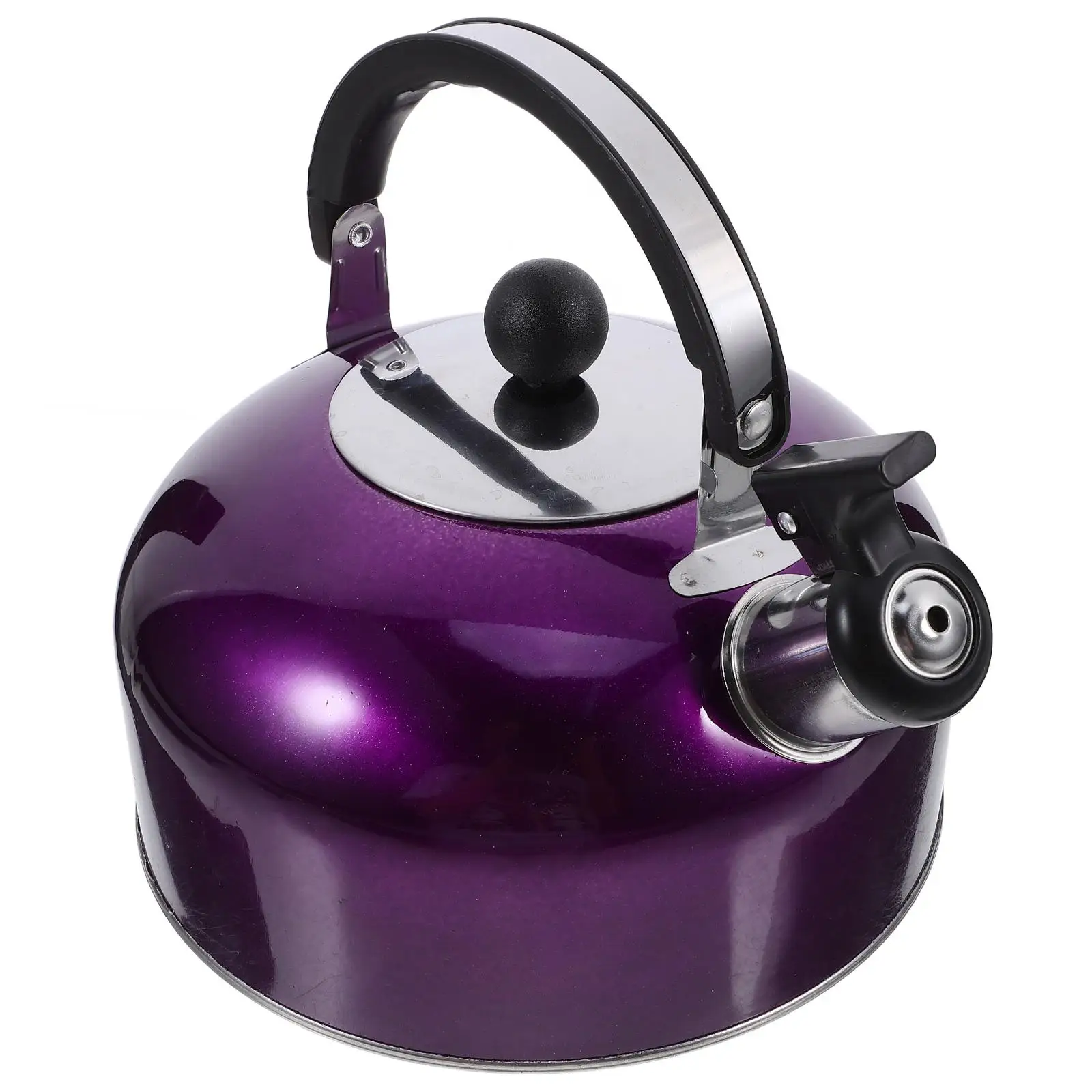 

Stainless Steel Boiling Kettle Large Diameter Spout Purple Safe Water Heating Spherical Handle Whistling Tea Coffee