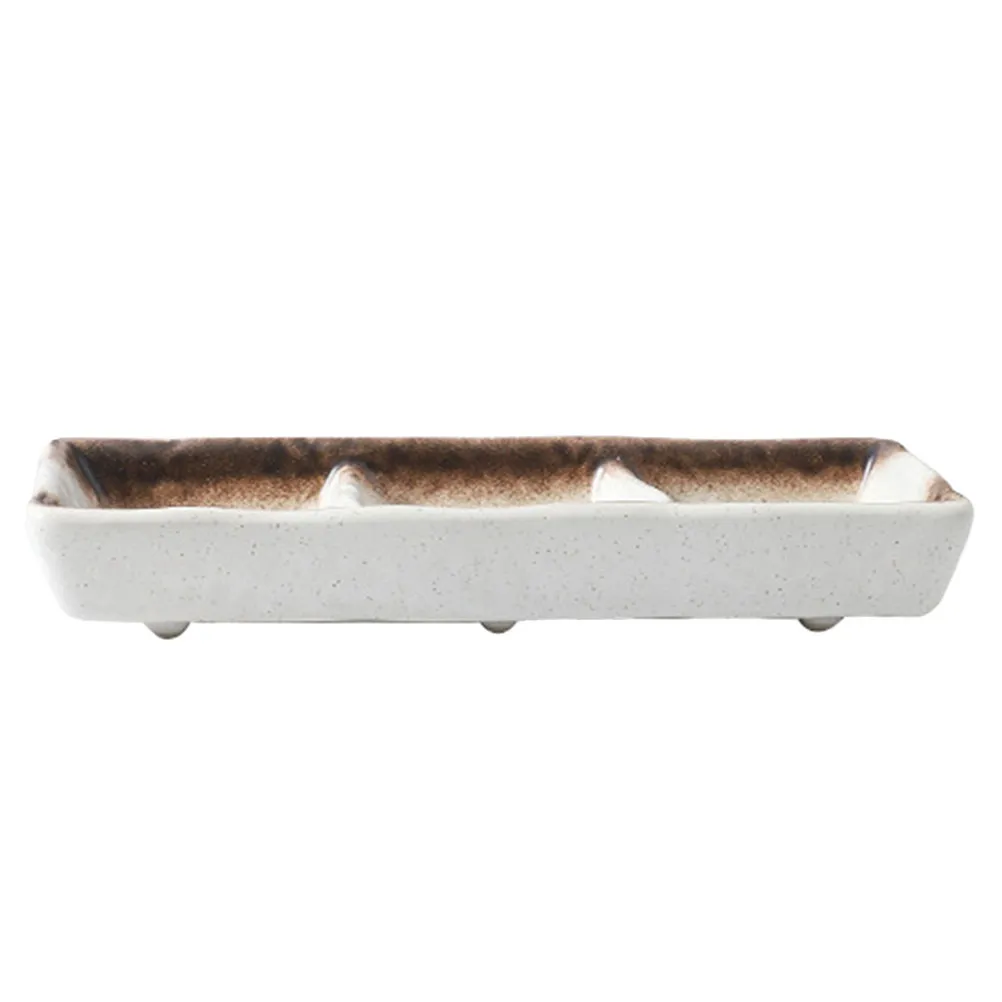 

1Pcs Three Grid Sauce Dish Ceramic Seasoning Plate for Sushi Ketchup Butter Dipping Olive Oil Chutney Appetizer Condiment Bowl