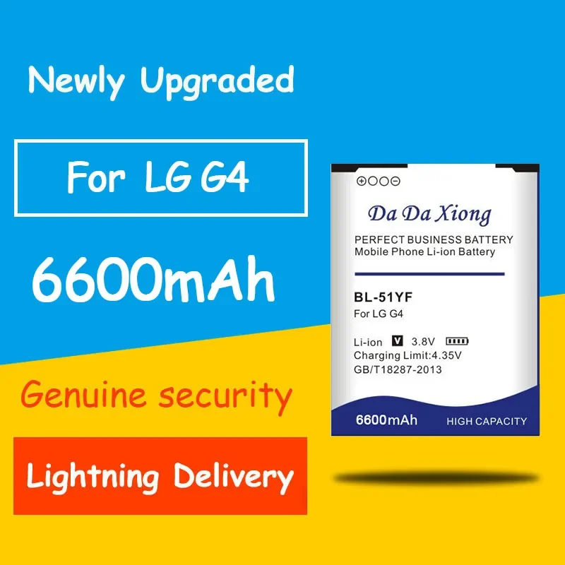 Replacement Battery for LG G4, 6600mAh BL-51YF, BL-51YH, H815, H818, H819, VS999, F500 S, F500K, F500L, H811, V32