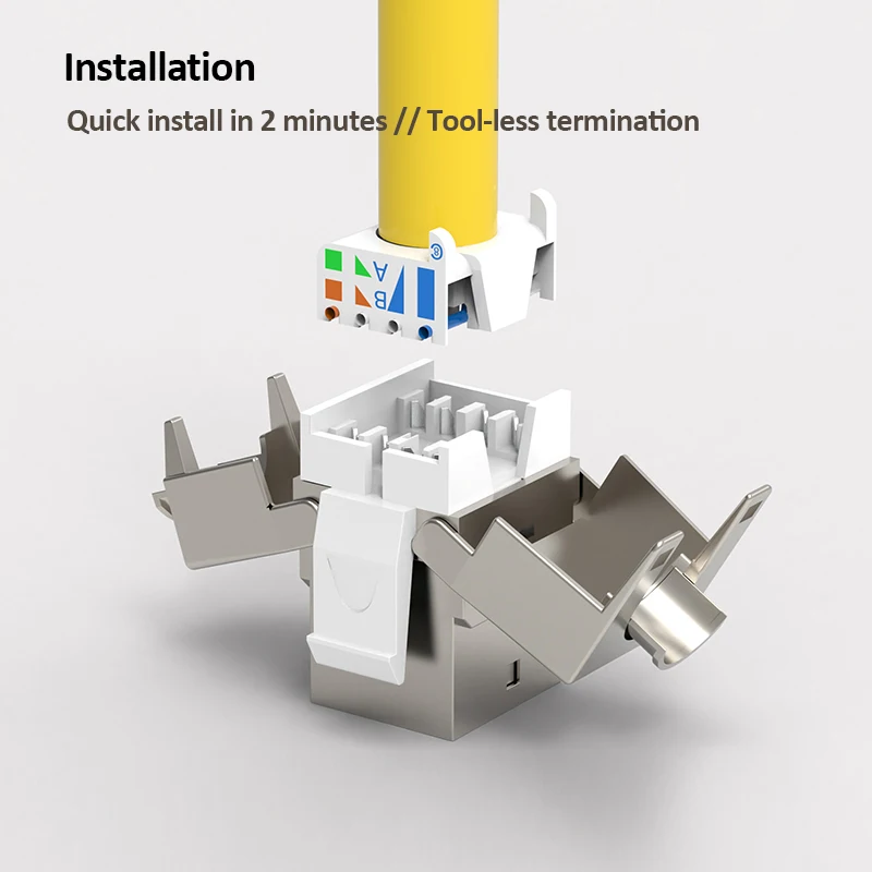 Linkwylan Brand New RJ45 Cat8 Cat7 Keystone Jack 40G 2GHz 2000MHz Full Shielded Toolless Termination Support PoE+ 100W