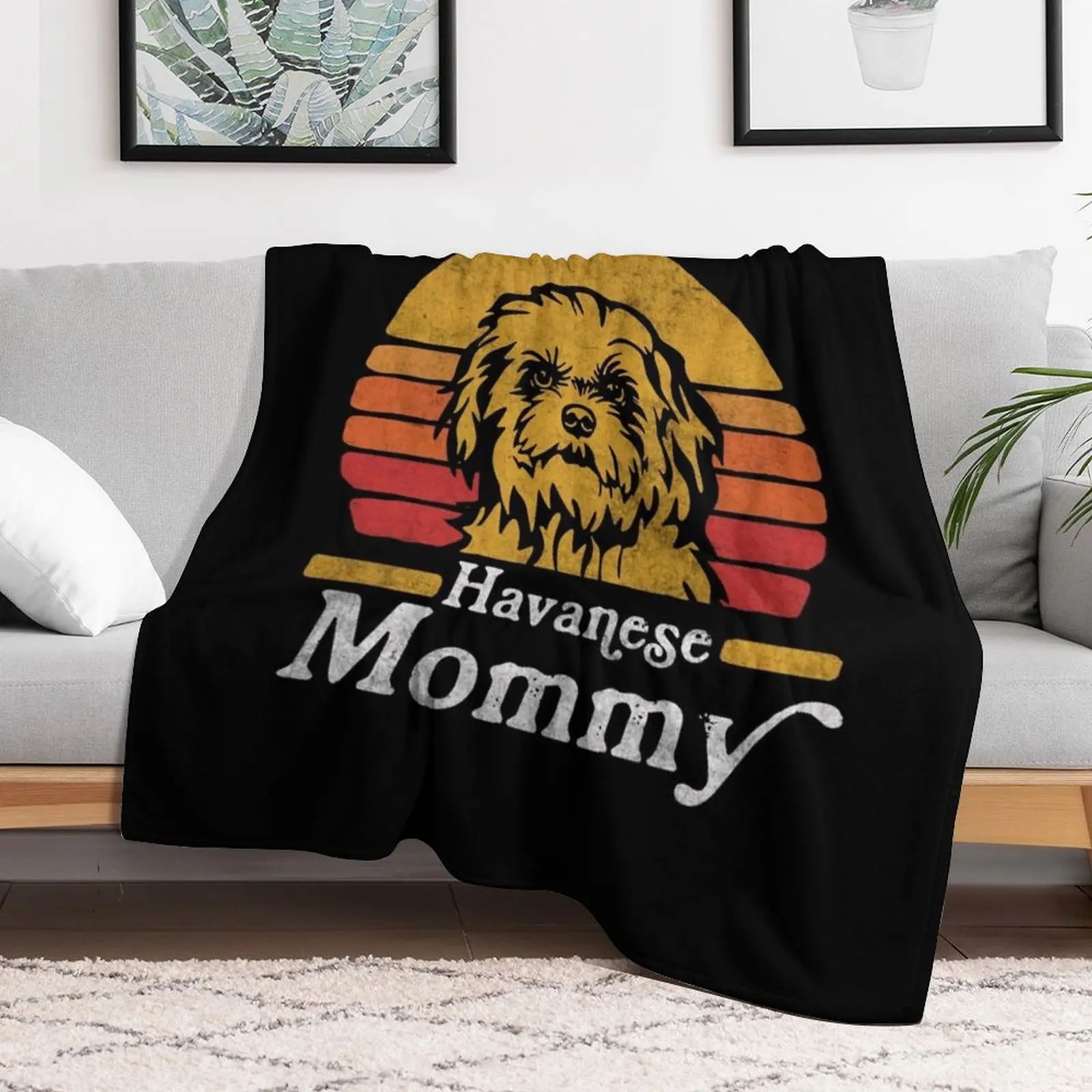 Retro Vintage Havanese Mommy Throw Blanket Soft Cute Soft Beds Luxury St Blankets