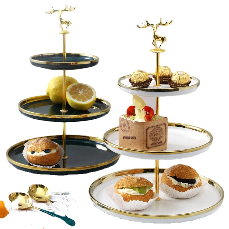 Afternoon Tea Dim Sum Rack Fruit Plate Household Living Room Coffee Table Multi-Layer Snack Candy Plate Light Luxury Modern