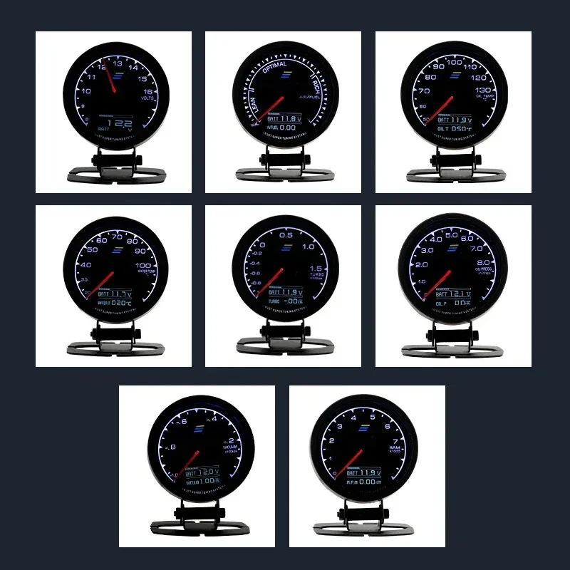 Greddi 7 Colors LCD Digital Display Turbo Boost Water Temp Volt Oil Press Racing Meter Fuel Pressure Air Fuel Ratio Gauge