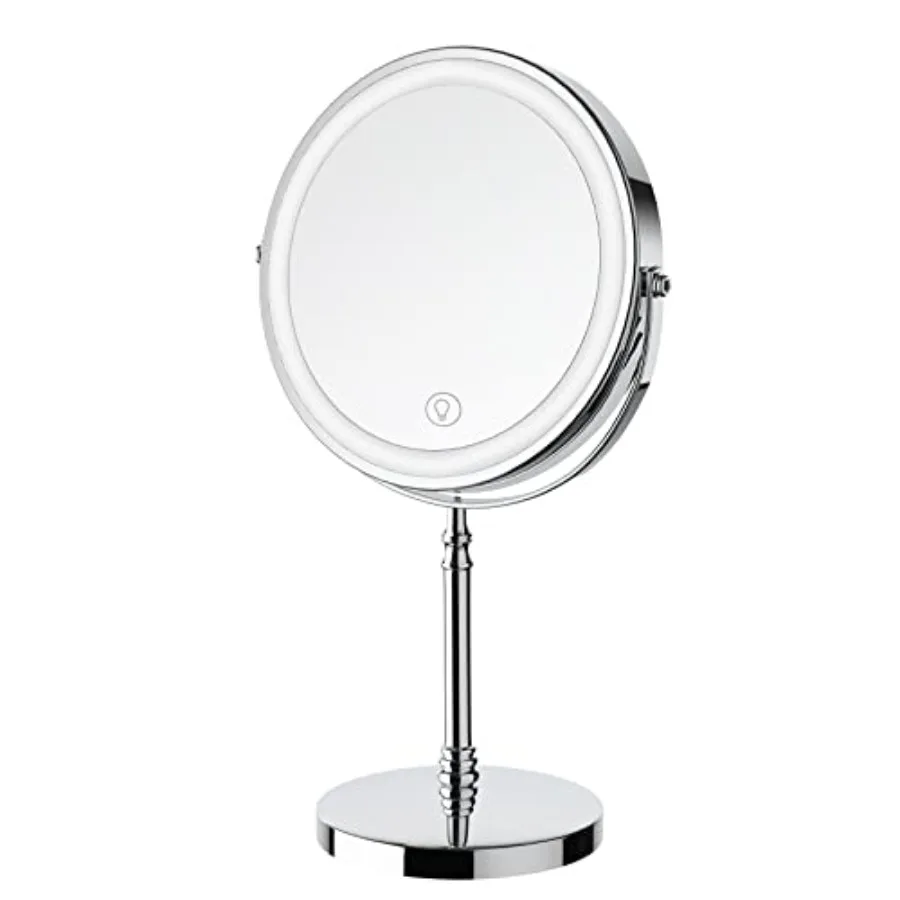 

Rechargeable Double-Sided Magnifying Vanity Mirror with 3000mAh Battery 1X/10X Magnification 360 Rotation Adjustable Brightness