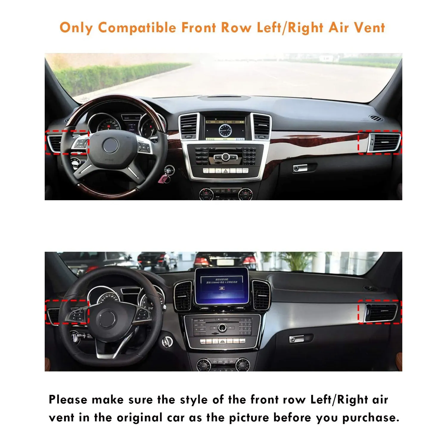 مشبك علامات تنفيس الهواء لمرسيدس بنز ، الصف الأمامي ، فتحة تهوية اليسار واليمين ، W166 ، فئة Ml Gle ، X166 ، فئة Gl Gls