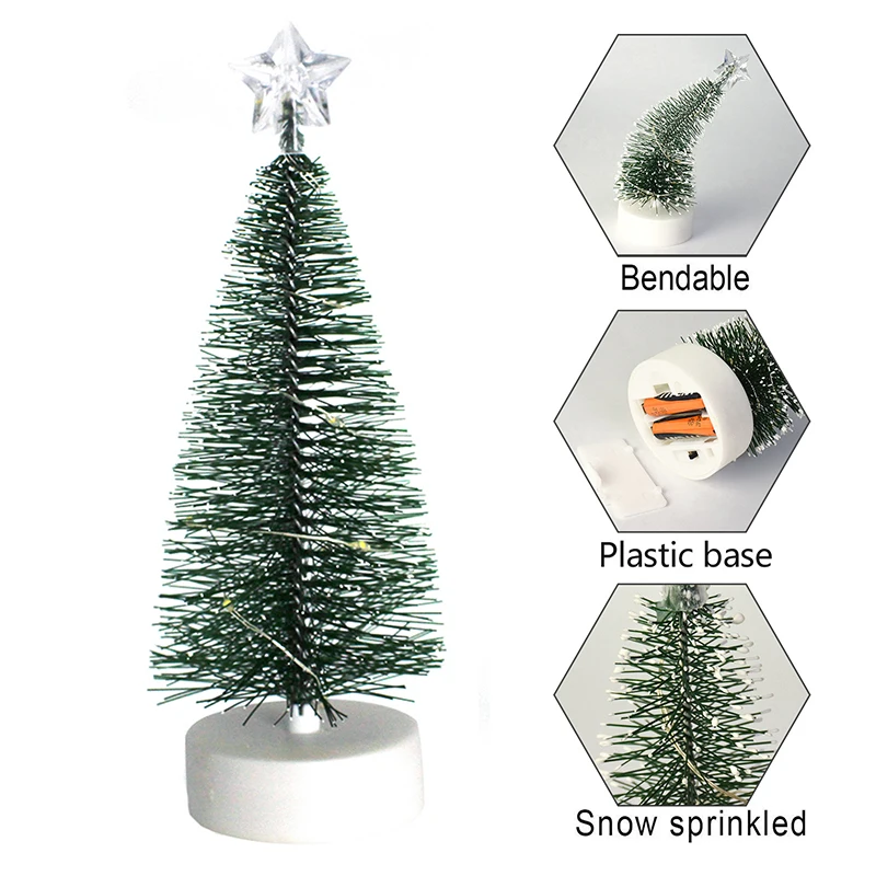 Piccolo Albero Di Natale Luminoso Da Tavolo 55 Cm - Stile Innevato Con Pigne E Luci LED