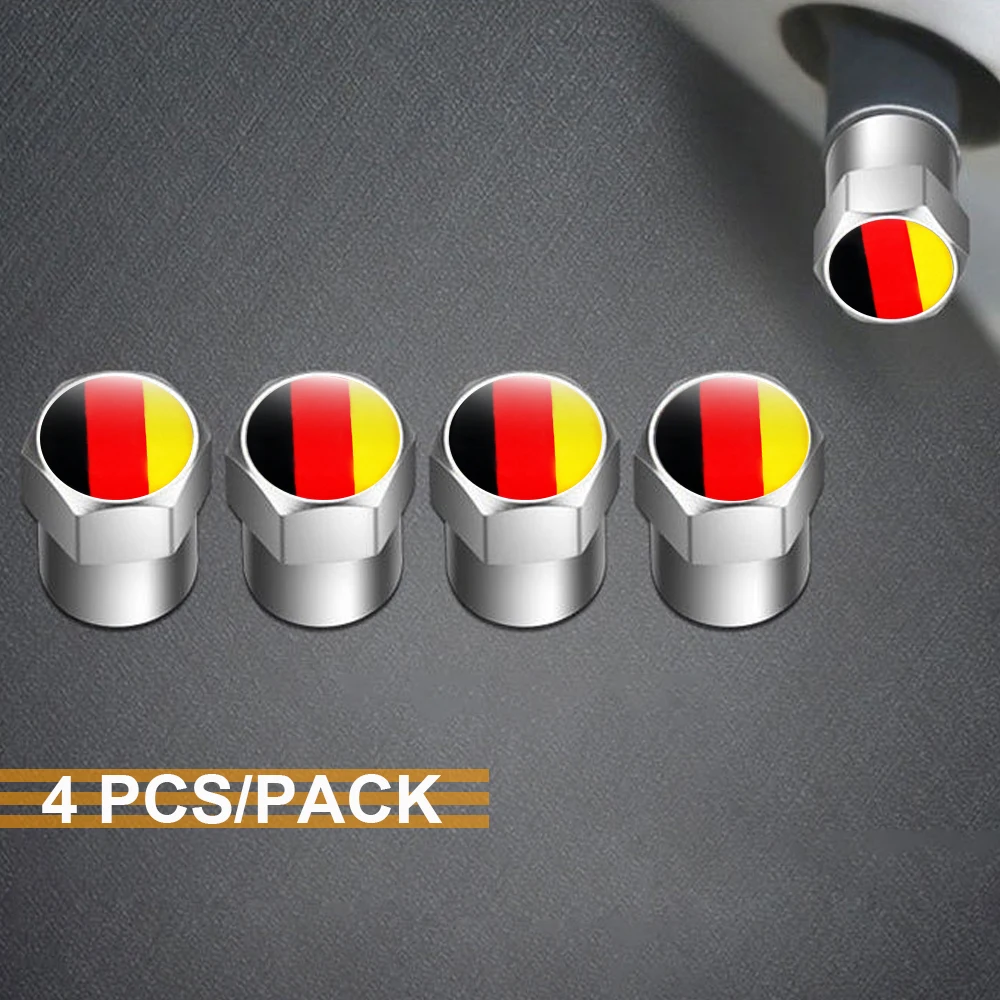 4Pcs/Lot Germany Flag Stems Covers for Audi Skoda Volkswagen Car Wheel Tire Valve Caps Auto Styling for Benz BMW VW Audi Skoda