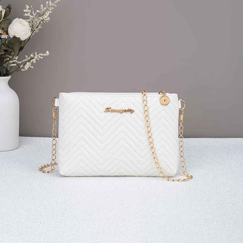 Neue minimalist ische Damen handtasche Kette gestreifte Umhängetasche Dual-Use-Damen tasche – Detail 4