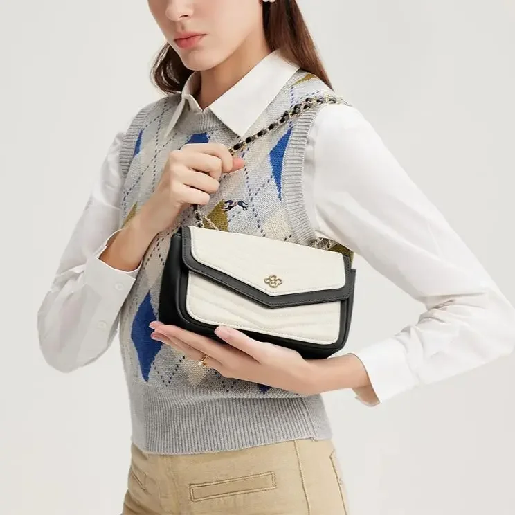 Fashion Chain Crossbody Bags For Women, Quilted Shoulder Handbags, Vegan Leather Square Purses