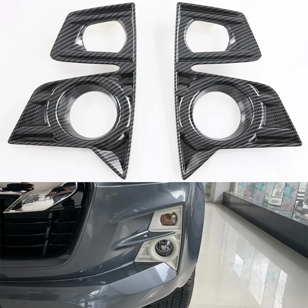 Car Front Foglight Cover Frame Trim Sticker for ISUZU D-MAX 2021 2022 Car Styling Fog Lamp Frame ABS Carbon Fiber