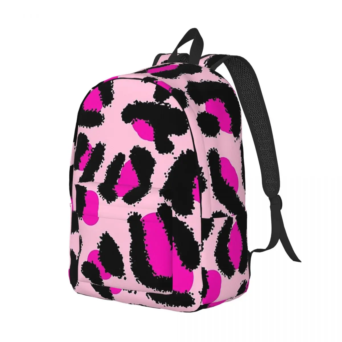

Light Pink Leopard Print Backpack Daypack Large Capacity Children BookBag School Bag Shoulder Bags for Men Women