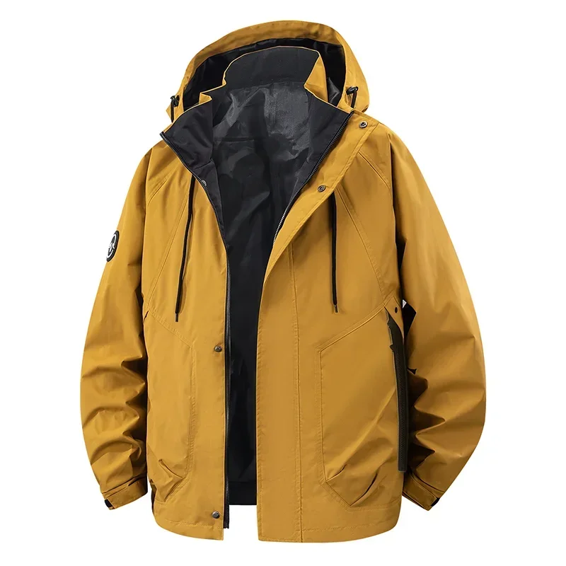 Spring Autumn Waterproof Jacket Man Outdoor Lightweight Softshell Zip Up Hooded Trekking Jacket Windbreaker Hiking Camping Coats