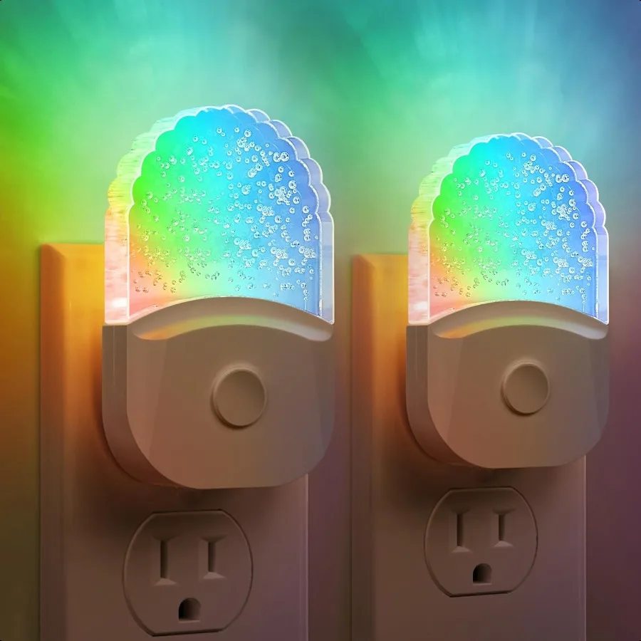 

Night Lights Plug Into Wall Color Changing Night Light for RGB Night Lights Plug into Wall 2 Pack Soft White Nightlights Plug i
