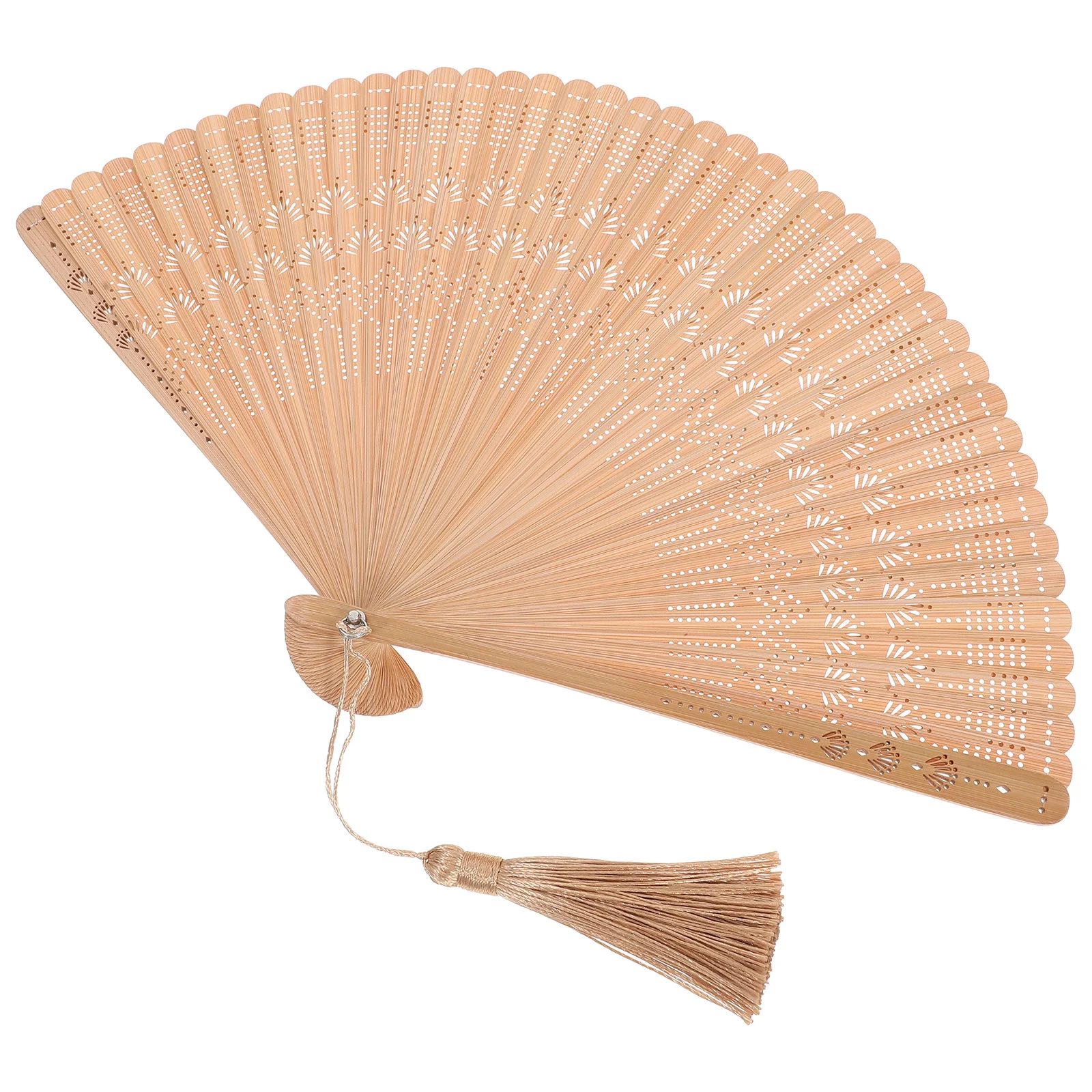 

Bamboo Hand Fan Foldable Elegant Vintage Style Portable for Summer Hot Days Women Ladies Brown Performance Stage Show
