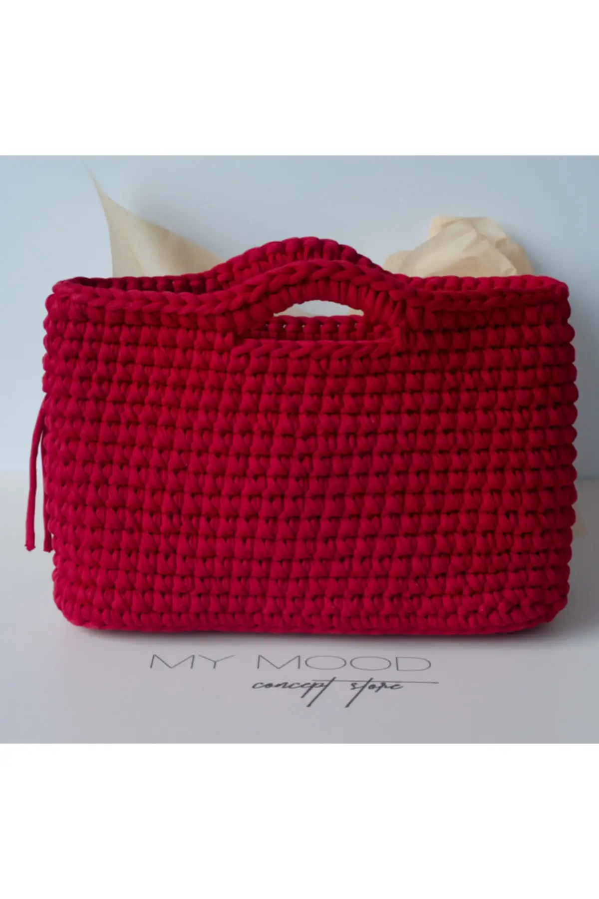 

Uras. Women's Red Joy Handmade Design Mesh Bag Women bag Shoulder Bag Handmade