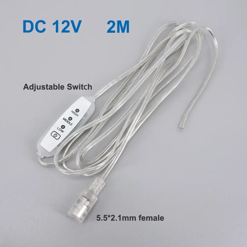 2M Adjust brightness DC 12v LED Dimming light Switch Cable Dimmer Controller 2CH For Low Voltage LED CCTv neon lights k